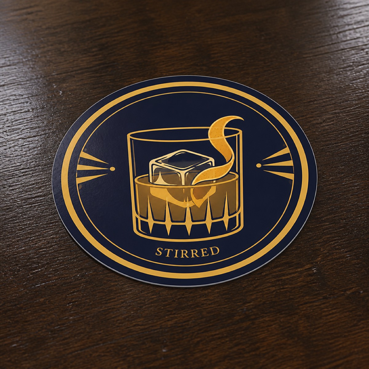 Stirred circular sticker mockup